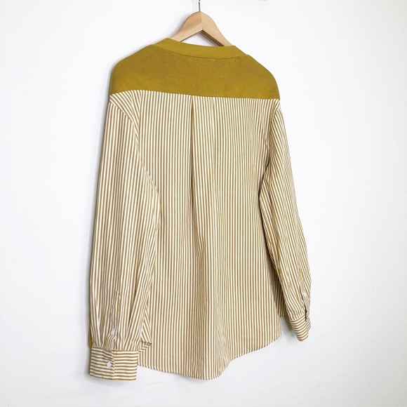 English factory mustard, striped mix media cardigan - Picture 5 of 13